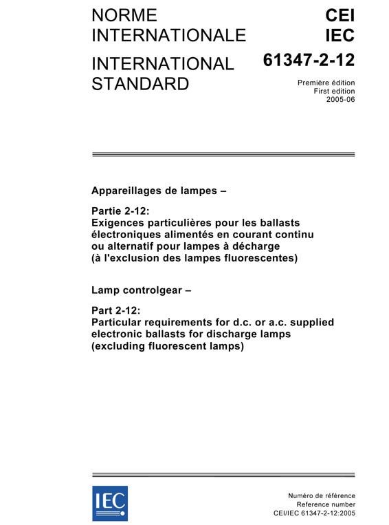 Cover IEC 61347-2-12:2005